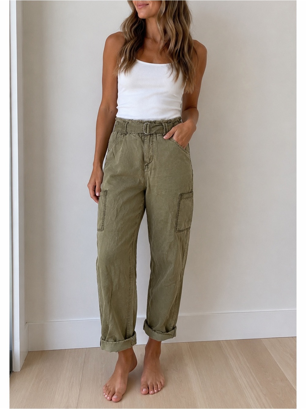 Free People Olive Green Cargo Pants